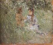 Berthe Morisot The woman and children are in the park France oil painting artist